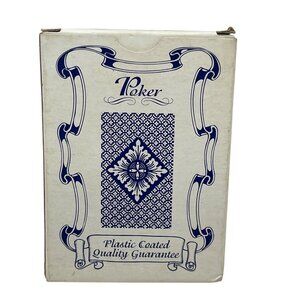 Vintage Poker Playing Cards Plastic Coated Quality Guarantee White & Blue Design